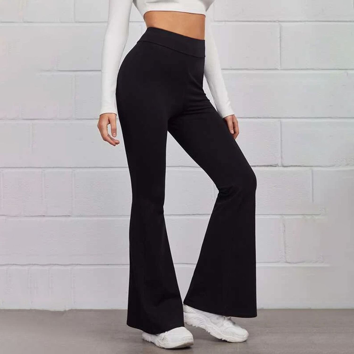 Women's Normal Bootcut Flare Flared Pants Fashion Full Length High Waist Plain Wide Leg Comfort Micro-elastic Casual Weekend Black Yellow Red Blue Summer Spring & Fall Regular Fit 2025 - $16.99 –P10