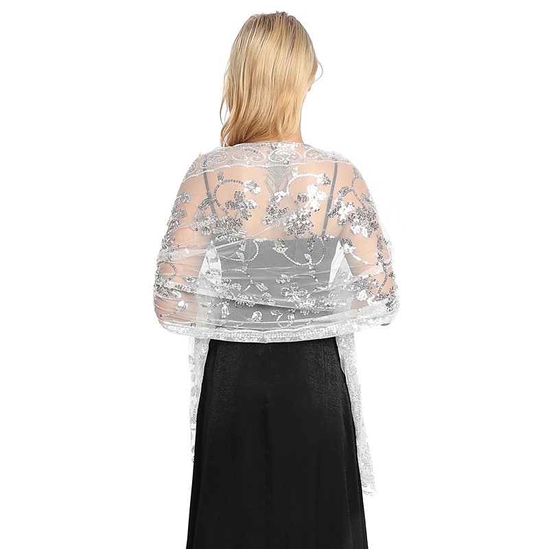 Sjal  Wrap Sjal Kvinner Bryllupsgjest Wrap Glitrende  Skinne Elegant Brud Uten Ermer Bryllups Wraps Med Splitt Bryllup Sommer kle deg å imponere 2025 - $19.99 –P8
