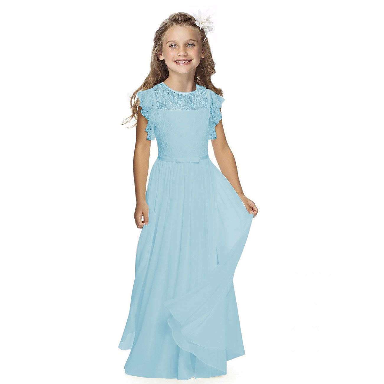 Blumenmädchenkleid Mädchen Partykleid Leistung Hochzeit Party Mode Prinzessin einfarbig Kurzarm Rundhalsausschnitt Schwarz Weiß 2025 - $39.99 –P6