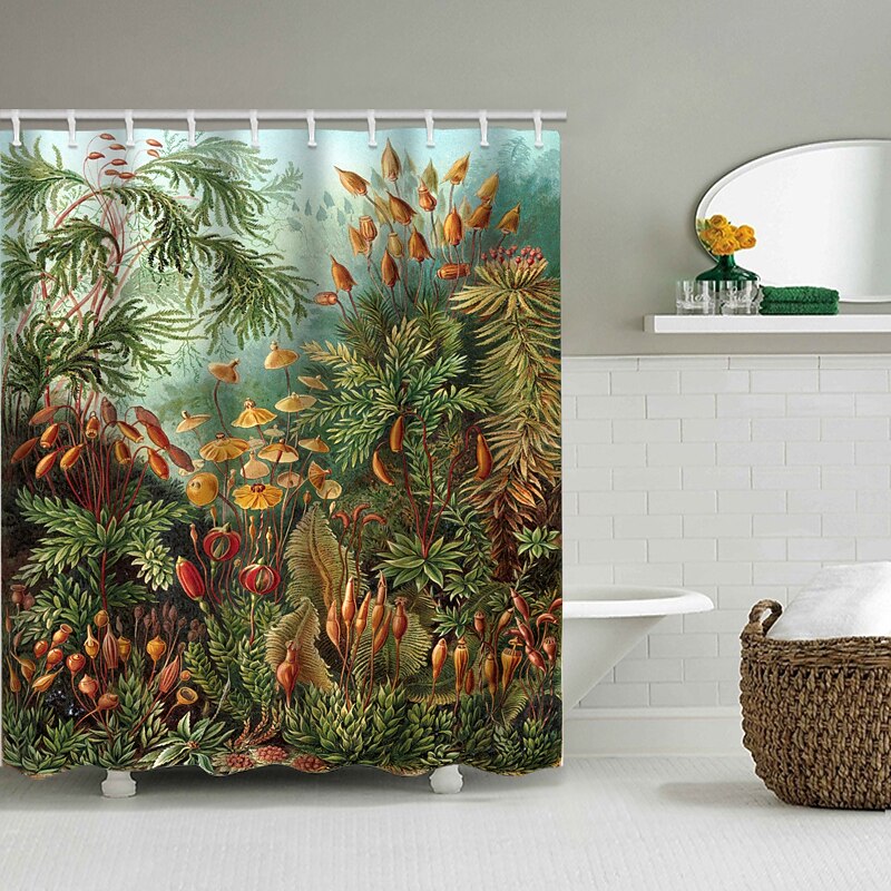 douchegordijn met haken voor badkamer, bos tropisch regenwoud plant di