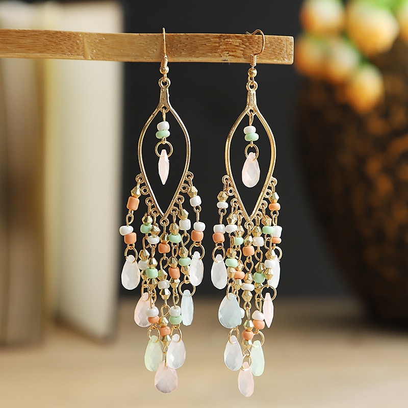 Women's Drop Earrings Geometrical Drop Stylish Simple Boho Earrings Jewelry Beige / White / White / Black For Party Holiday 1 Pair 2025 - $8.99 –P5