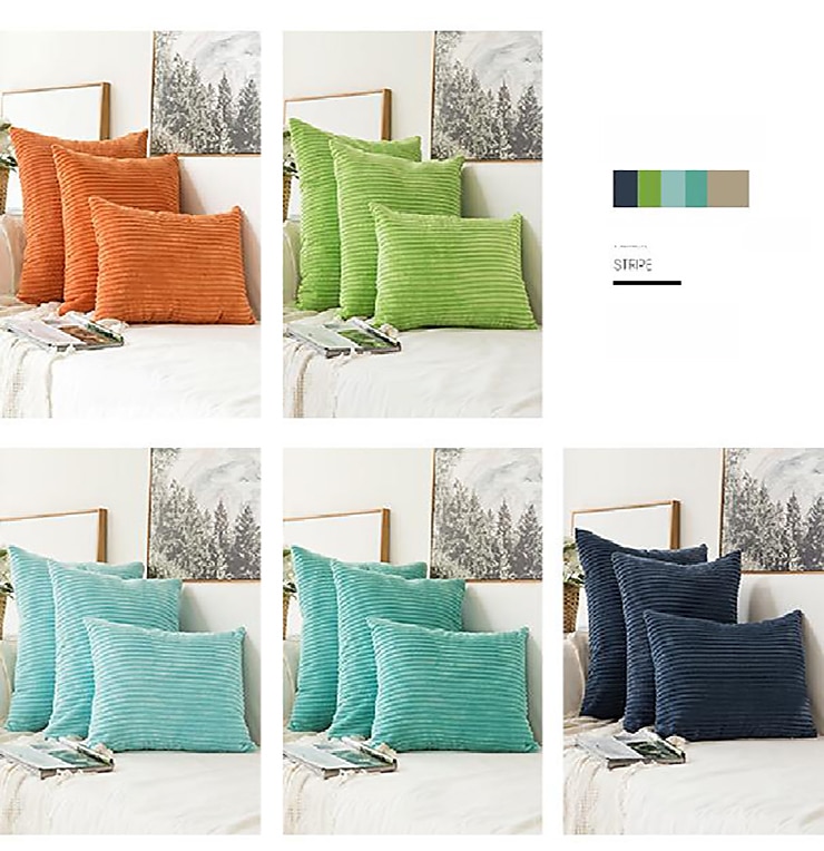 Decorative Toss Pillows Corduroy Pillow Cushion Cover Bedside Sofa Back Cushion Office Lumbar Solid Color Pillow Cover Without Core Pink Blue Sage Green Purple Yellow 2025 - $13.99 –P2