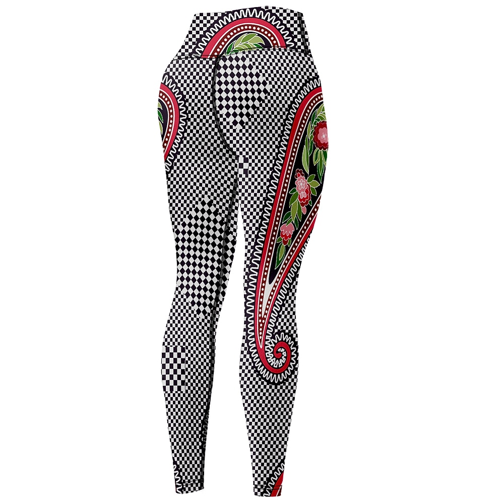 Damen Sport Leggings Gym Sport leggings Yogahose Elasthan Schwarz Kurz geschnittene Leggings Paisley-Muster Bauchkontrolle Kolbenheber Kleidung Yoga Fitness Fitnesstraining Laufen / Hochelastisch 2026 - $18.99 –P6