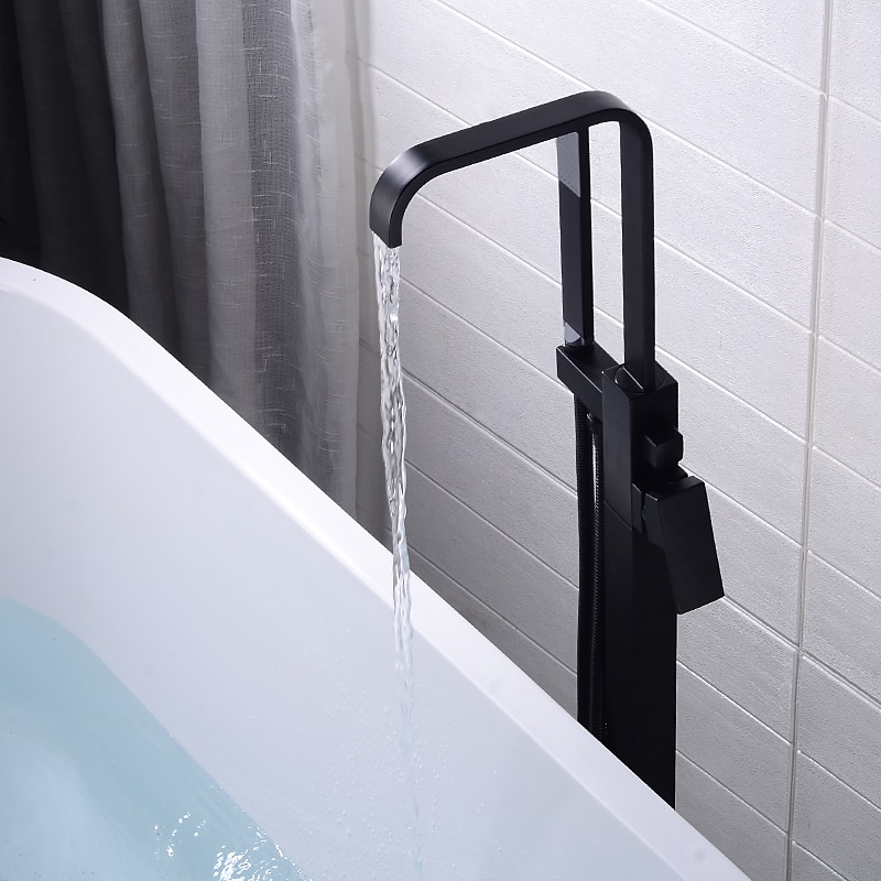badekarkran - moderne galvanisert frittstående messingventil badekar dusj blandebatterier 2025 - $404.99 –P15