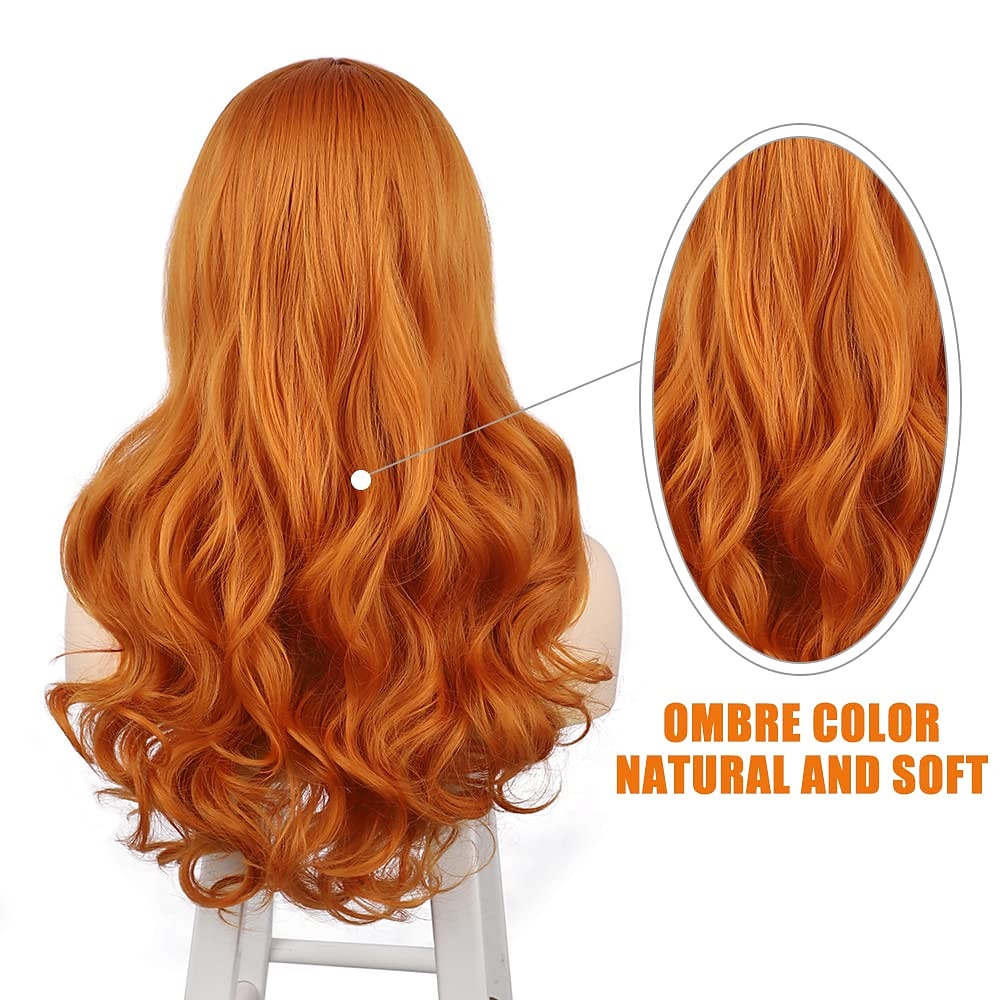 Red Synthetic Wig Long Wavy Side Part Heat Resistance Wig Natural Looking Fiber for Women Cosplay or Daily Use. Halloween Wigs 2025 - $22.99 –P11