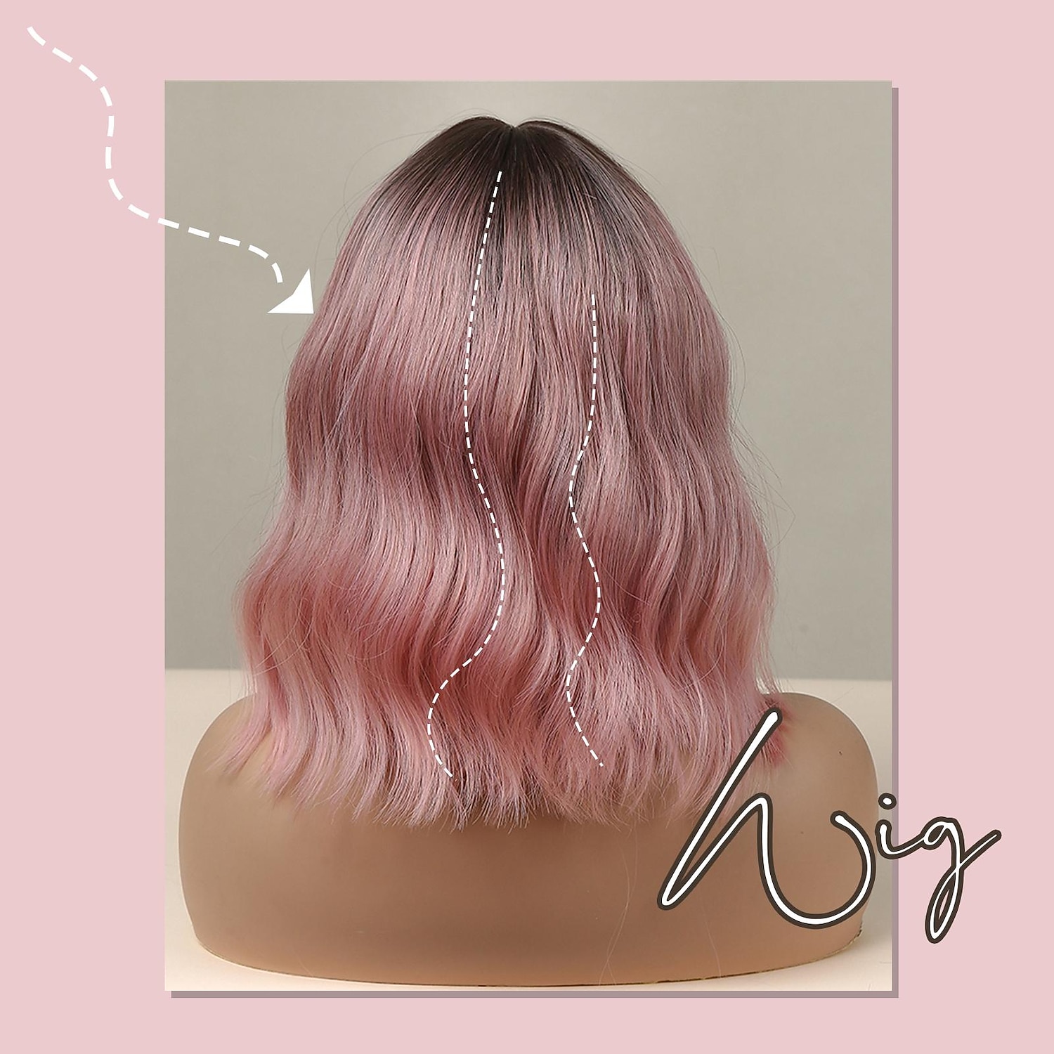 Pink Ombre Brown Auburn Wine Green Bob Wig with Bangs for African American Women 18inch Synthetic Curly Wigs Natural Scalp Daily Party Christmas Wigs 2026 - $27.99 –P6