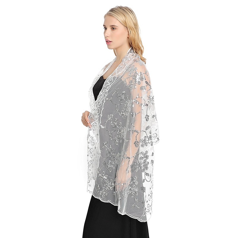 Sjal  Wrap Sjal Kvinner Bryllupsgjest Wrap Glitrende  Skinne Elegant Brud Uten Ermer Bryllups Wraps Med Splitt Bryllup Sommer kle deg å imponere 2025 - $19.99 –P9