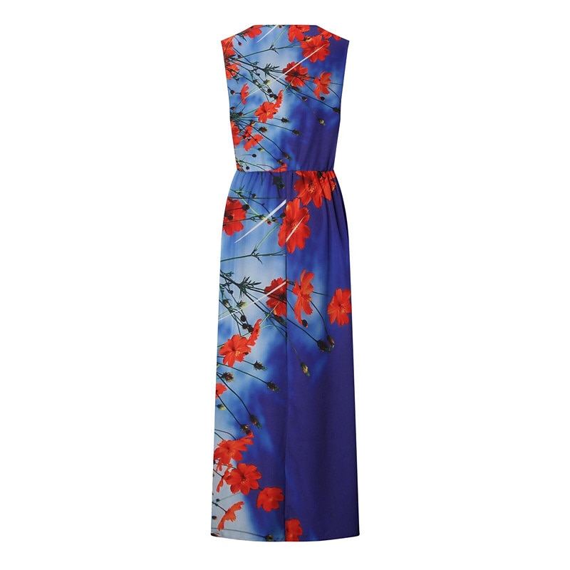 Femme Robe longue maxi Robe casual Robe ethnique robe boheme mode Décontractées Extérieur Vacances du quotidien Ample Floral à imprimé arc-en-ciel Sans Manches Col Ras du Cou Jaune Rose Claire Bleu de 2025 ? $23.99 –P19