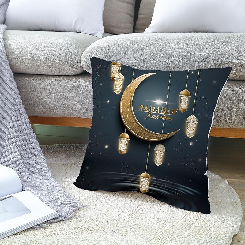 ins ramadan pillowcase starry moon eid al-fitr bedside cushion pillowcase peach skin pillowcase gold moon طباعة وسادة وسادة 2025 - $12.99 –P7