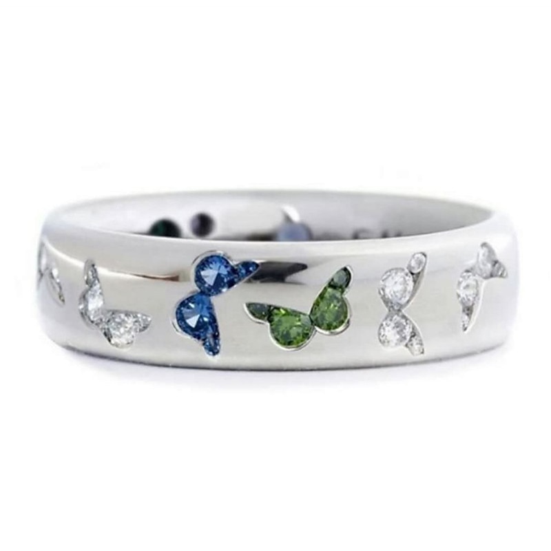 rhinestone butterfly ring for women teen girls, elegant silver plated cubic zircon engagement ring, birthday anniverstay jewelry gift (blue, 6) 2025 - $5.49 –P2
