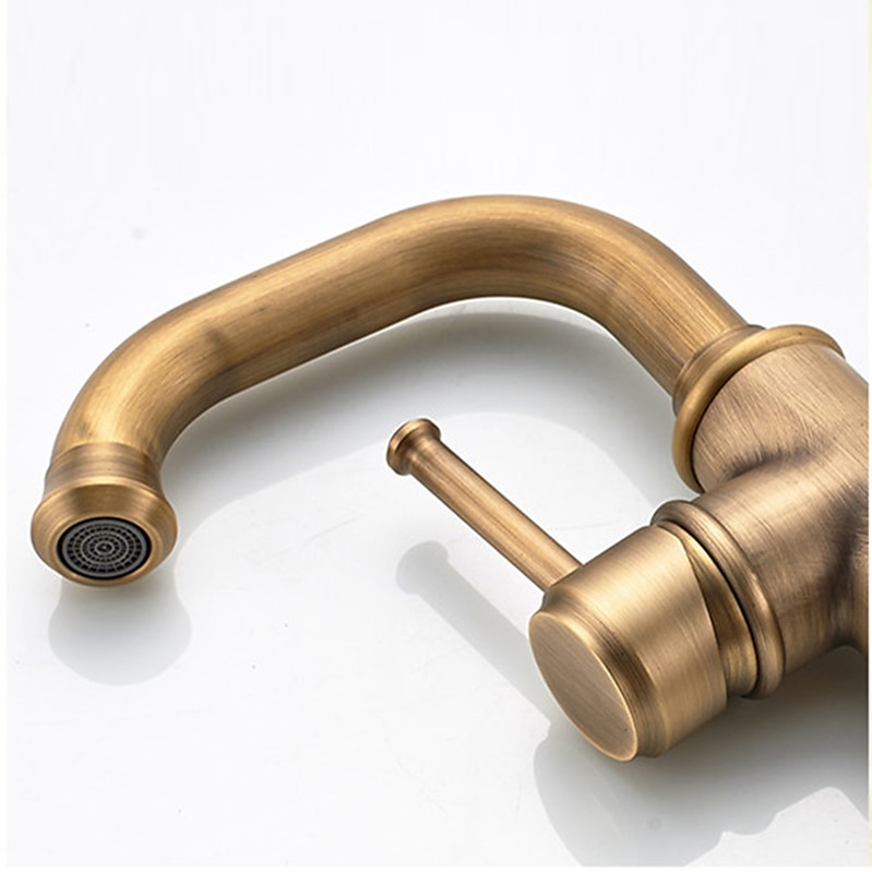 Bathroom Sink Mixer Faucet Vintage Deck Mounted, 360 Swivel Rotatable Single Handle One Hole Monobloc Washroom Basin Taps with Hot and Cold Water Hose Antique Brass ORB 2025 - $113.99 –P7