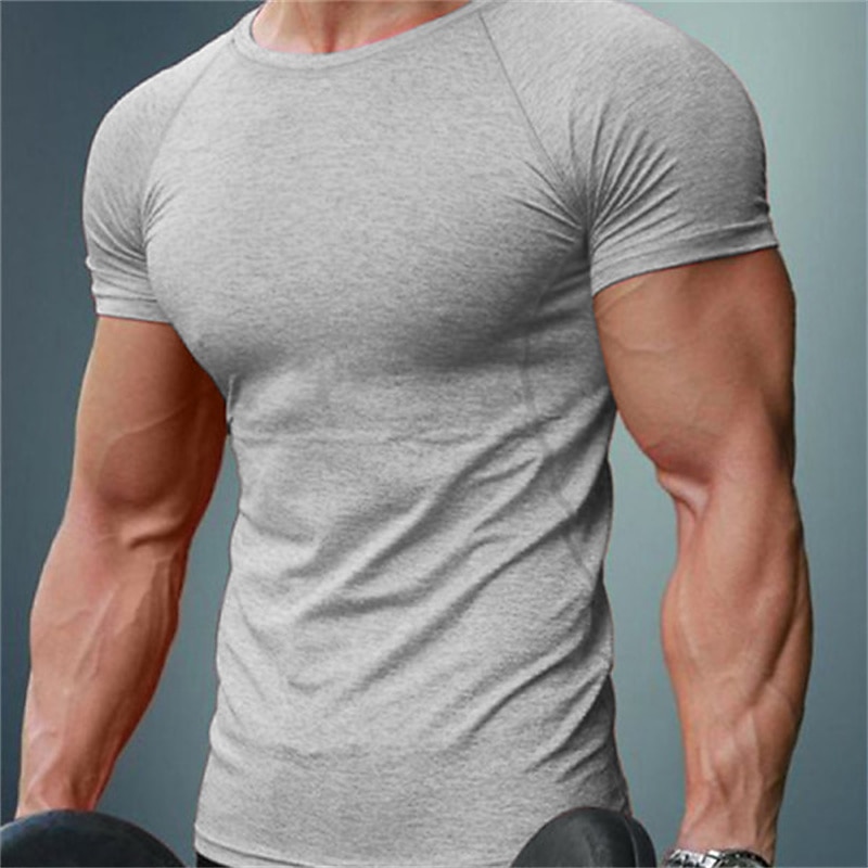 Men's T Shirt Muscle Shirt Moisture Wicking Shirts Short Sleeve Crew Neck Summer Plain Sports Fashion Lightweight Classic Style Casual Vacation Holiday Red black Black Green Top Tee for Men 2026 - $13.49 –P4