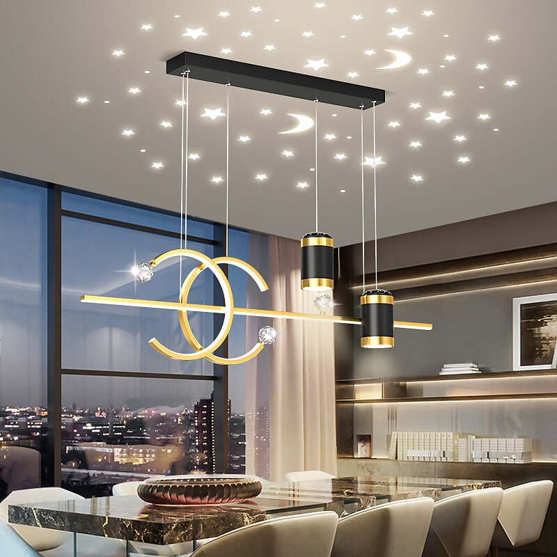 Proyector de luz colgante led, luz de lujo para comedor, personalidad creativa, candelabro de barra de cielo estrellado 2025 - $349.99 –P6