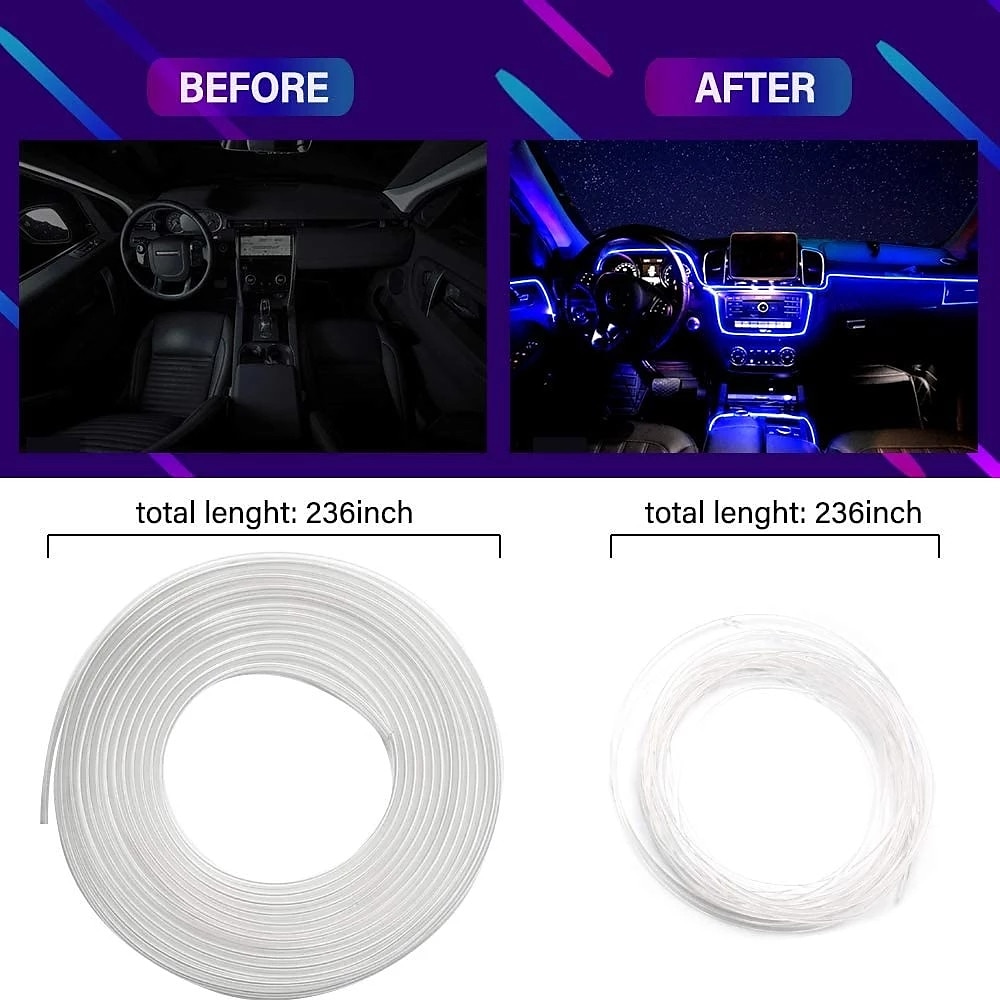 5-in-1 RGB LED Car Interior Lighting with App Controlled Flexible EL Wire Strip for Christmas Home Doecorations 2025 - $49.99 –P4