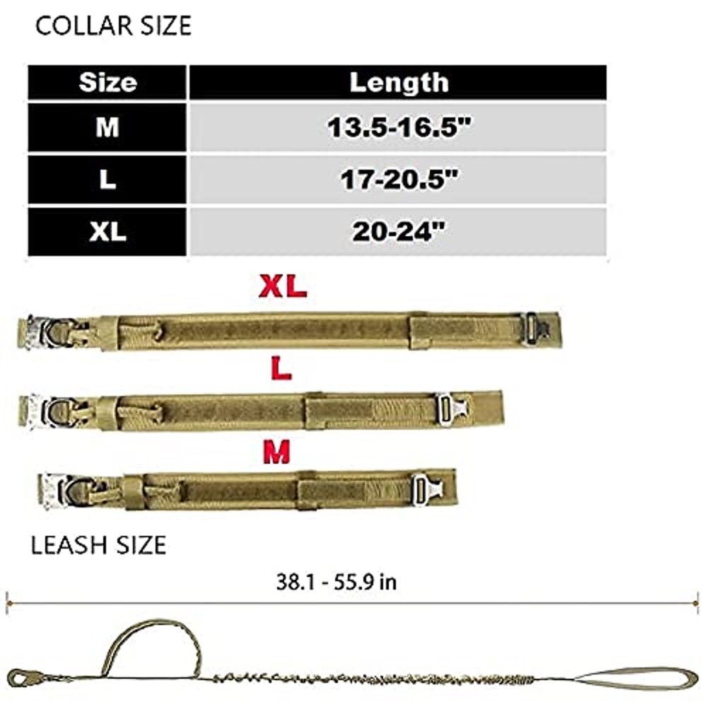 taktisk hundehalsbånd og båndsett taktisk hundehalsbånd.justerbart militært kraftig nylon hundetreningsbåndsett med kontrollhåndtak og metallspenne for trening av mellomstore hunder 2025 - $27.99 –P6