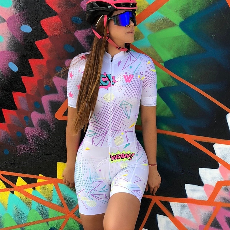 Mulheres Camisa de ciclismo com shorts Macacão para Triathlon Manga Curta Ciclismo de Montanha Ciclismo de Estrada Verão Primavera Outono Preto Branco Verde Moto Secagem Rápida Macio Redutor de Suor de 2026 por $46.99 –P4
