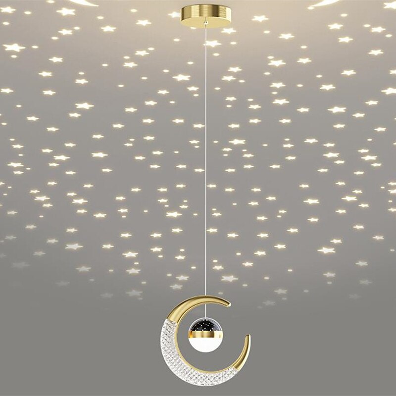 Lampa wisząca led kształt księżyca projekcja światła gwiazda nieba sypialnia nocna ściana tła żyrandol! 2025 - $133.99 –P8