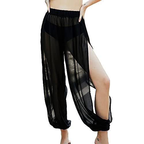 Damen Haremshose mit Seitenschlitz, hohe Taille, lockere Passform, Lounge-Strandhose, Hippie-Hose, Tanztraining, Jogginghose (schwarz, xx-large) 2025 - $25.99 –P3