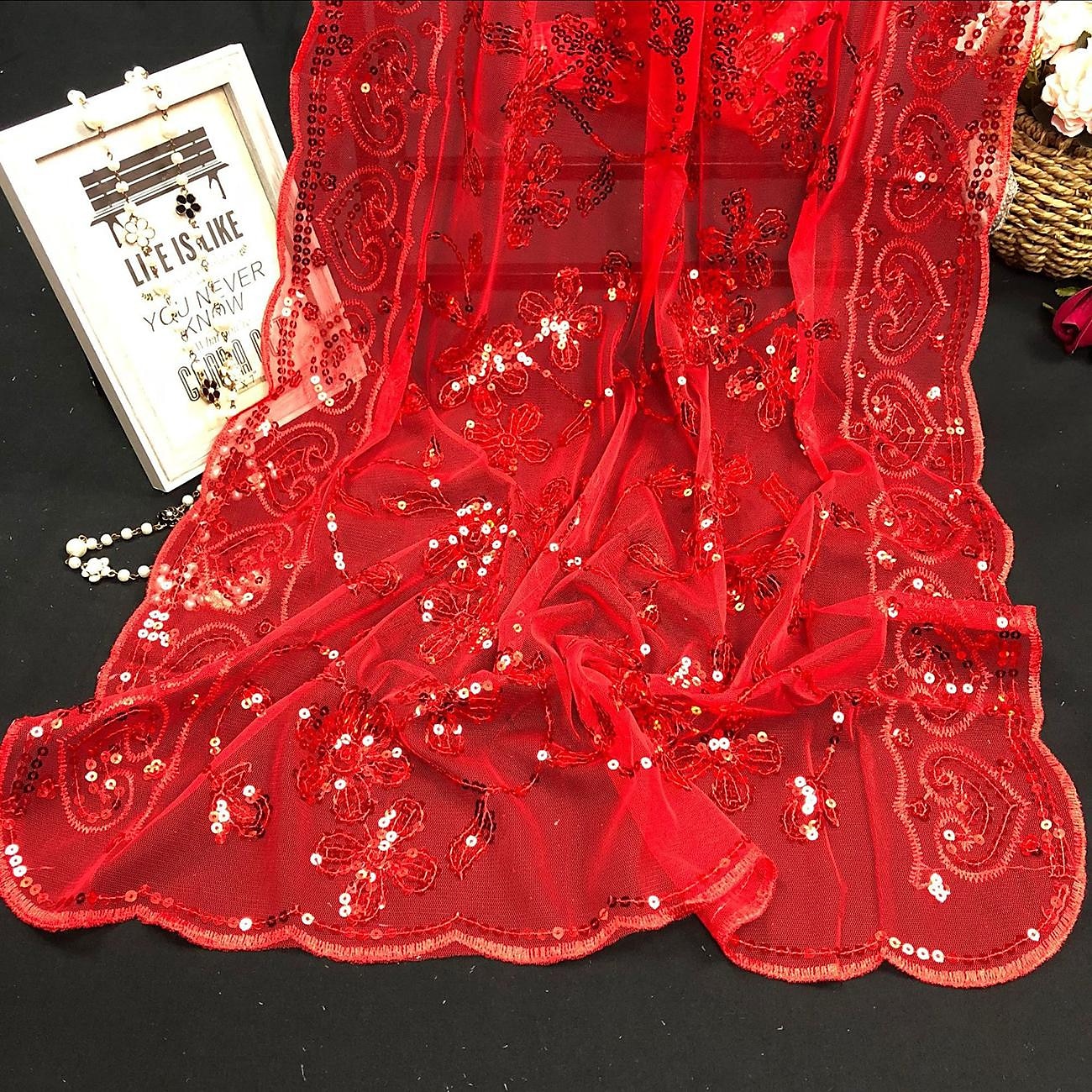 Sjaal & Omslagdoek Omslagdoeken Damesomslag Glitter & Sprankel Elegant Bruids Mouwloos Polyester Bruiloftsomslagen Met Prints Voor Bruiloft Zomer 2025 - $18.99 –P3