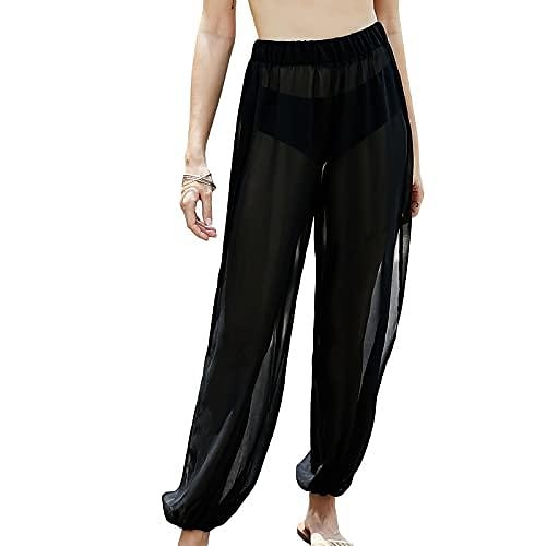 Damen Haremshose mit Seitenschlitz, hohe Taille, lockere Passform, Lounge-Strandhose, Hippie-Hose, Tanztraining, Jogginghose (schwarz, xx-large) 2025 - $25.99 –P5