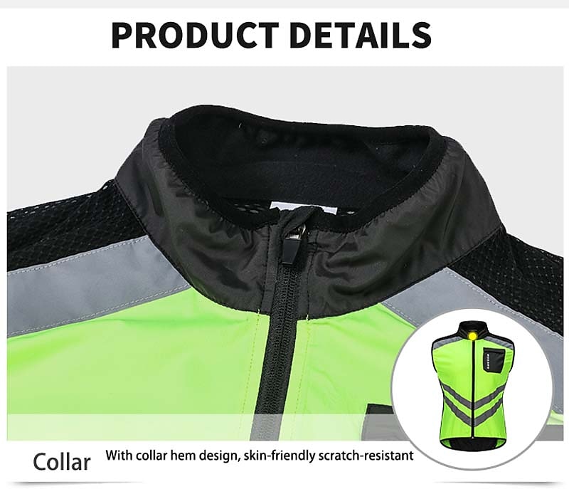 WOSAWE Voor heren Wielrenvest Mouwloos Bergracen Wegwielrennen Marine Zwart Groen Fietsen Ves / Mouwloos Shirt Winddicht Reflecterende strips Achterzak Sport Effen Kleur Kleding / Gevorderd / Rekbaar 2025 - $27.99 –P10