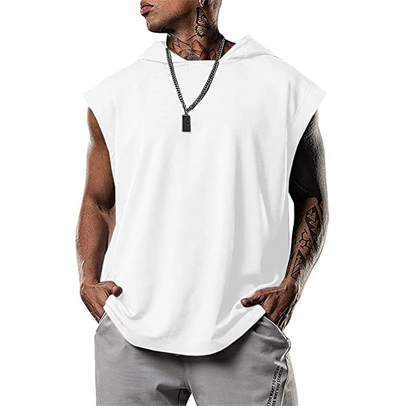 Men's T Shirt Tank Top Hoodie Short Sleeve Hooded Summer Plain Fashion Classic Casual Outdoor Street Casual Black White Army Green Top Tee for Men 2025 - $20.99 –P13
