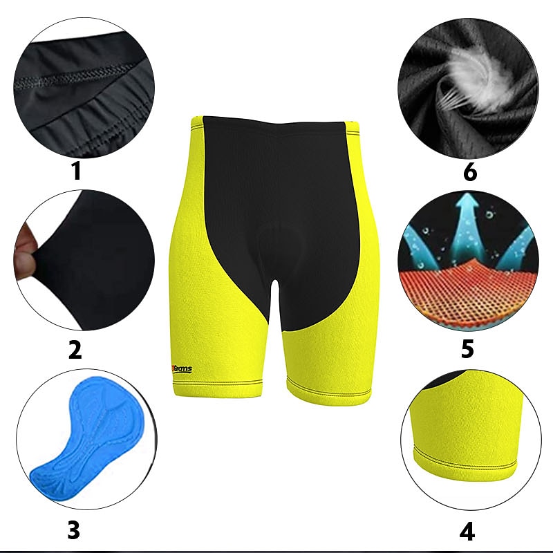 Herr Cykelvägshorts Cykelshorts Vadderade cykelbyxor Cykel Shorts Byxor Bergscykling Vägcykling sporter Lappverk Självlysande 3D Tablett Cykel Andningsfunktion Snabb tork Gul Röd Polyester Elastan 2025 - $20.79 –P5