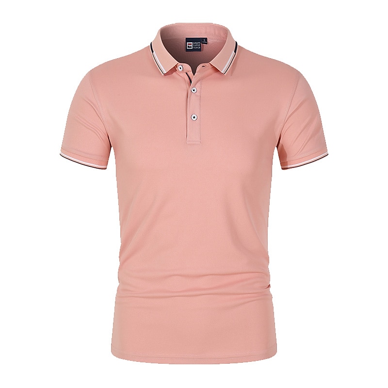 Pánské Polo trička Golfová košile Venkovní Ležérní Polo límec Žebrovaný polo límec Krátký rukáv Klasické Proužky Tlačítko Přední Tlačítko dolů Léto Běžný Modrá moře Černá Bílá Světlá růžová Rubínov 2025 - $15.49 –P4
