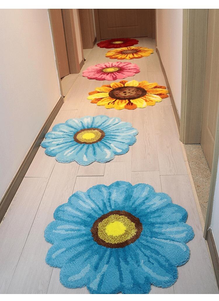Entryway Rug Washable Rug Non-Slip Indoor Area Rug Floral Print Carpet