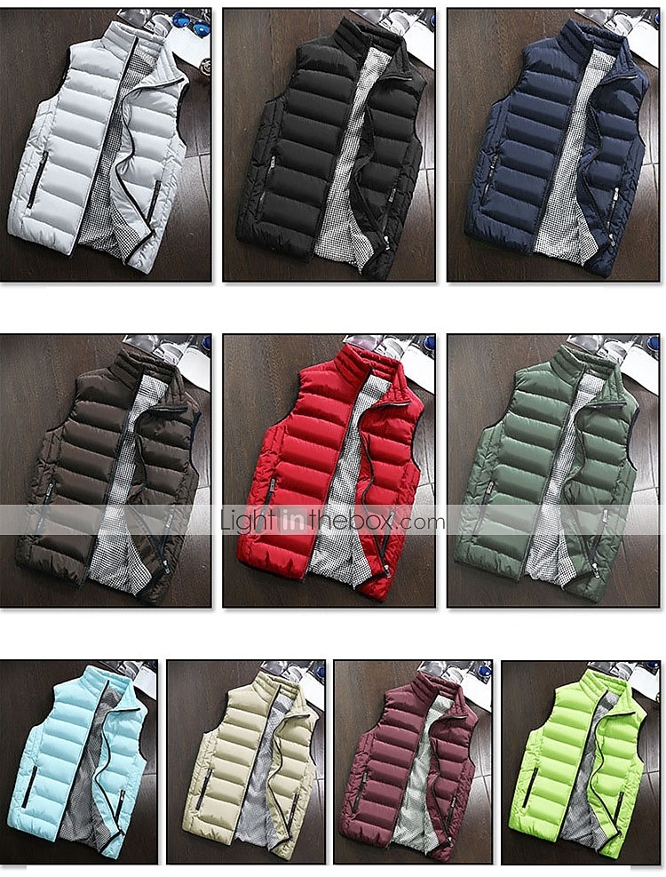 Herren Einfarbig Laufwesten Daunenweste Steppweste Frühling Herbst Winter Kariert Vollreißverschluss Innentasche Ärmellos Lässig Athleisure Stehkragen Thermowarm Wasserdicht Winddicht Atmungsaktiv 2026 - $28.99 –P1