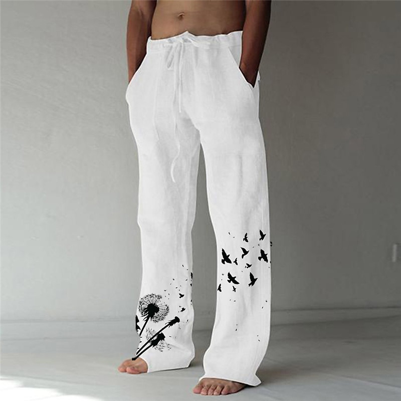 Homens Estampas Abstratas dandelion Calças Calça verão Calças de praia Cintura Média Moda Designer Grande e Alto Casual Diário Para férias Design de cordão elástico Bolso frontal Perna reta Primavera de 2025 por $25.99 –P1
