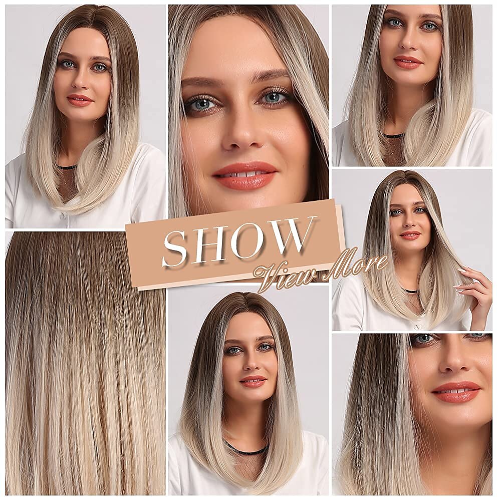 Brown Wigs Gradient Brown Bob Bob Wig Ladies Short Wave Wig Middle Part Heat Resistant Fiber Synthetic Wig Natural Look 2025 - $28.99 –P16