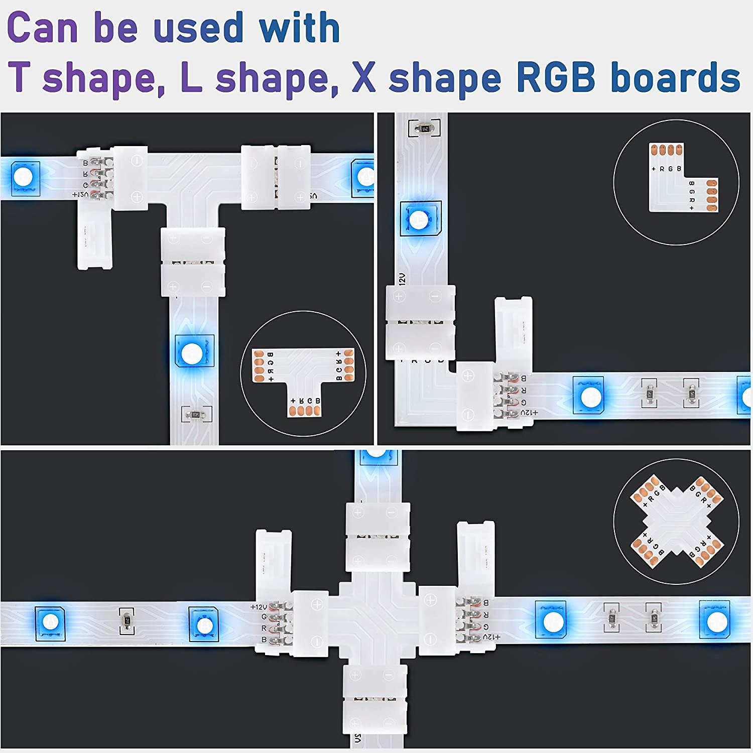 10 шт. 4-контактный разъем rgb для светодиодной ленты pbc 10 мм широкий зазор светодиодный зажим для беспаечного адаптера, подходящий для многоцветной светодиодной ленты smd 5050 2025 - $8.49 –P6