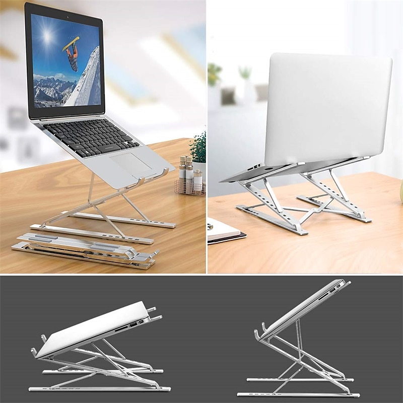 10-17 Silver Stable Aluminum Foldable Computer Stand Ninleri Adjustable Laptop Holder for All Computer/ Chromebook/ Notebook/ MacBook/ Air/ Pro Ergonomic Laptop Stand for Desk 