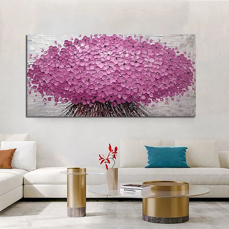 2025年 ハング塗装油絵 手描きの 縦式 抽象画 花柄 / 植物の コンテンポラリー 近代の インナーフレームなし(枠なし)  コレクション – $150.99 –P6