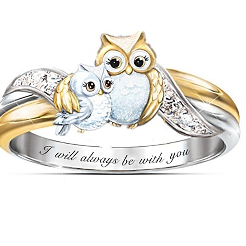 anello di dichiarazione delle donne mamma ti ama per sempre intarsiato zircone femminile anello tartaruga gufo fiore unicorno anello donne ragazze regalo gioielli (delfino, 6) del 2025 a $5.49 –P1