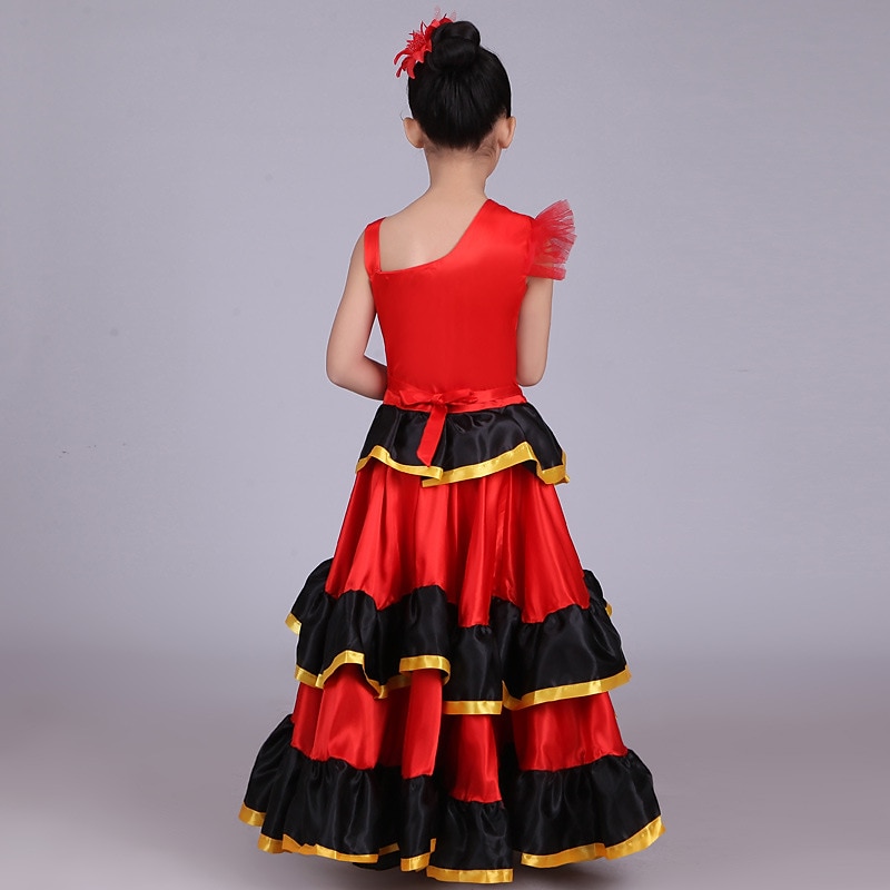 Tyttöjen Flamenco Senorita Tanssia Tango-tanssiasu Tyylikäs Polyesteri Rubiini Hame / Lasten 2025 - $51.99 –P5
