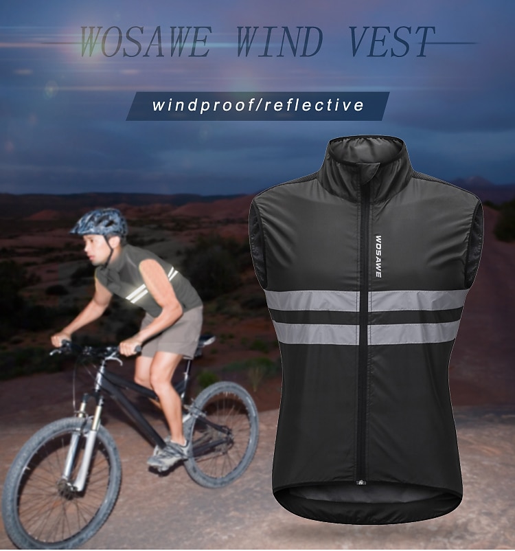 WOSAWE Men's Cycling Jersey Cycling Vest Sleeveless Mountain Bike MTB Road Bike Cycling Green Black Dark Blue Bike Vest / Gilet Jersey Windproof Breathable Lightweight Reflective Strips Back Pocket 2025 - $25.59 –P2