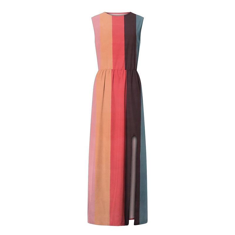 Femme Robe longue maxi Robe casual Robe ethnique robe boheme mode Décontractées Extérieur Vacances du quotidien Ample Floral à imprimé arc-en-ciel Sans Manches Col Ras du Cou Jaune Rose Claire Bleu de 2025 ? $23.99 –P9