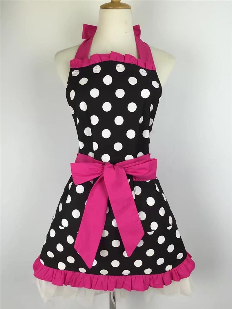 delantal de chef de algodón para mujeres y hombres, delantal de cocina, delantal de jardinería personalizado lunares salón pinafore delantal vintage regalo de la madre 2026 - $26.99 –P13