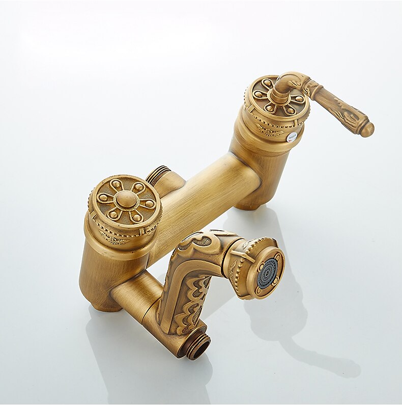 Shower Faucet,Rainfall Shower System Body Jet Massage Set - Handshower Included pullout Rainfall Shower Antique Vintage Style Antique Brass Mount Inside Brass Valve Bath Shower Mixer Taps 2025 - $566.99 –P4
