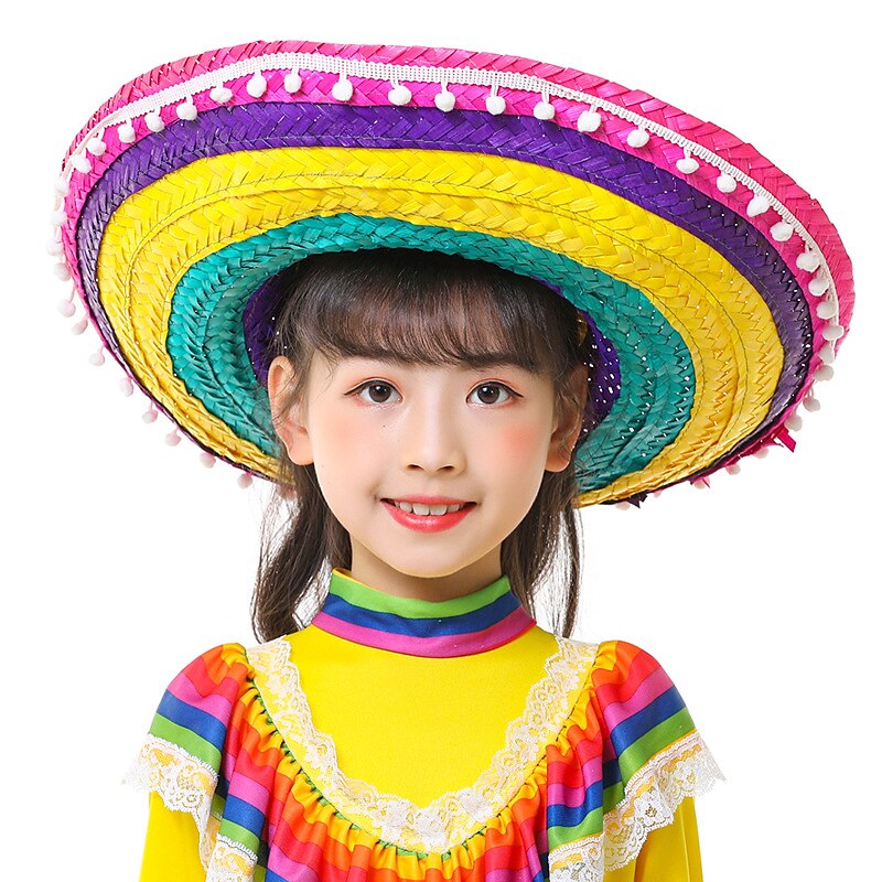 Mexican Masquerade Sombrero Hat Kid's Boys Cosplay Cinco de Mayo Mexico Independence Day Day of the Dead Carnival Masquerade Festival / Holiday Black / Rainbow Easy Carnival Costumes Color Block 2025 - $23.99 –P1