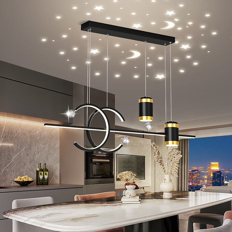 Proyector de luz colgante led, luz de lujo para comedor, personalidad creativa, candelabro de barra de cielo estrellado 2025 - $349.99 –P4
