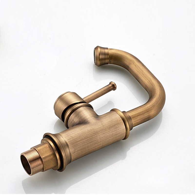 Bathroom Sink Mixer Faucet Vintage Deck Mounted, 360 Swivel Rotatable Single Handle One Hole Monobloc Washroom Basin Taps with Hot and Cold Water Hose Antique Brass ORB 2025 - $113.99 –P4