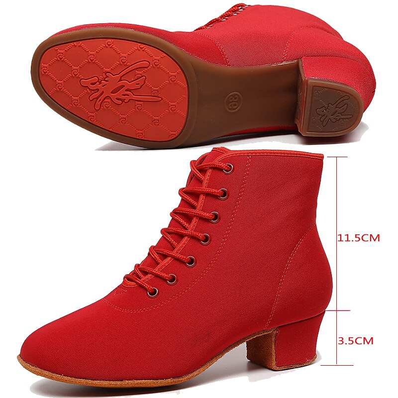 Mulheres Botas de Dança Espetáculo Festa Ensaio / Prática Botas de Calcanhar Ao ar livre Parte inferior inteira Cadarço Salto Grosso Ponta Redonda Adulto Preto de 2025 por $42.99 –P6