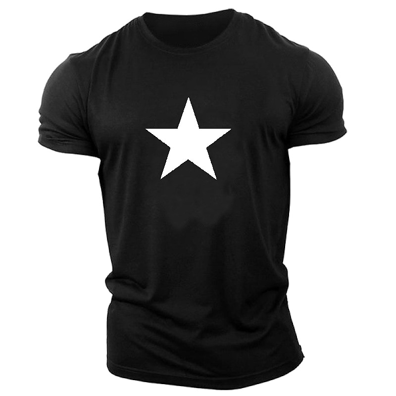 Herren Grafik T-Shirt Kurzarm mit weißem Sternenprint auf Grau 2026 - $17.49 –P5