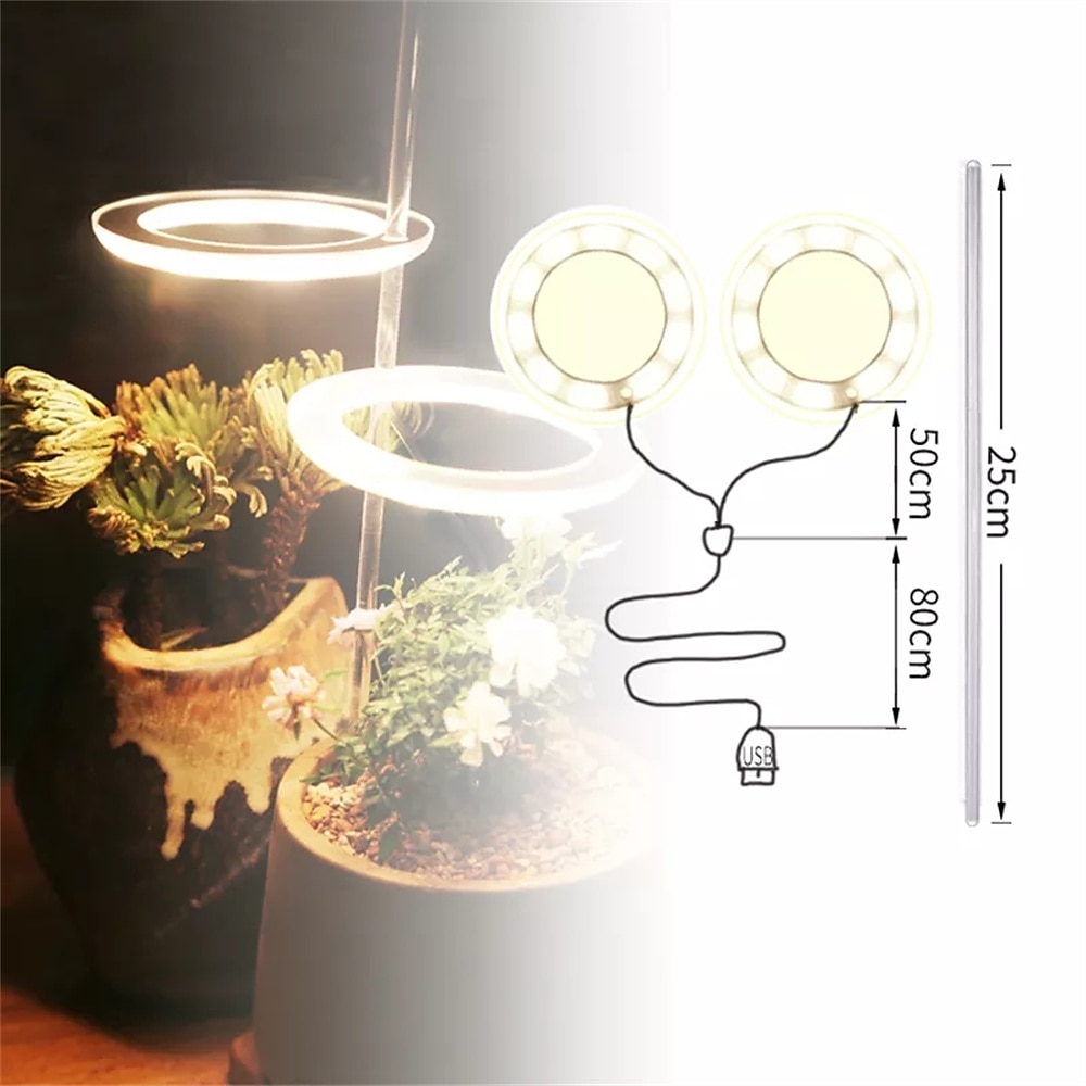 Angel Grow Light 4 or 3 Ring DC5V USB Phytolamp For Plants Led Full Spectrum Lamp For Indoor Plant Seedlings Home Flower Succulet 1pc 2025 - $29.99 –P2