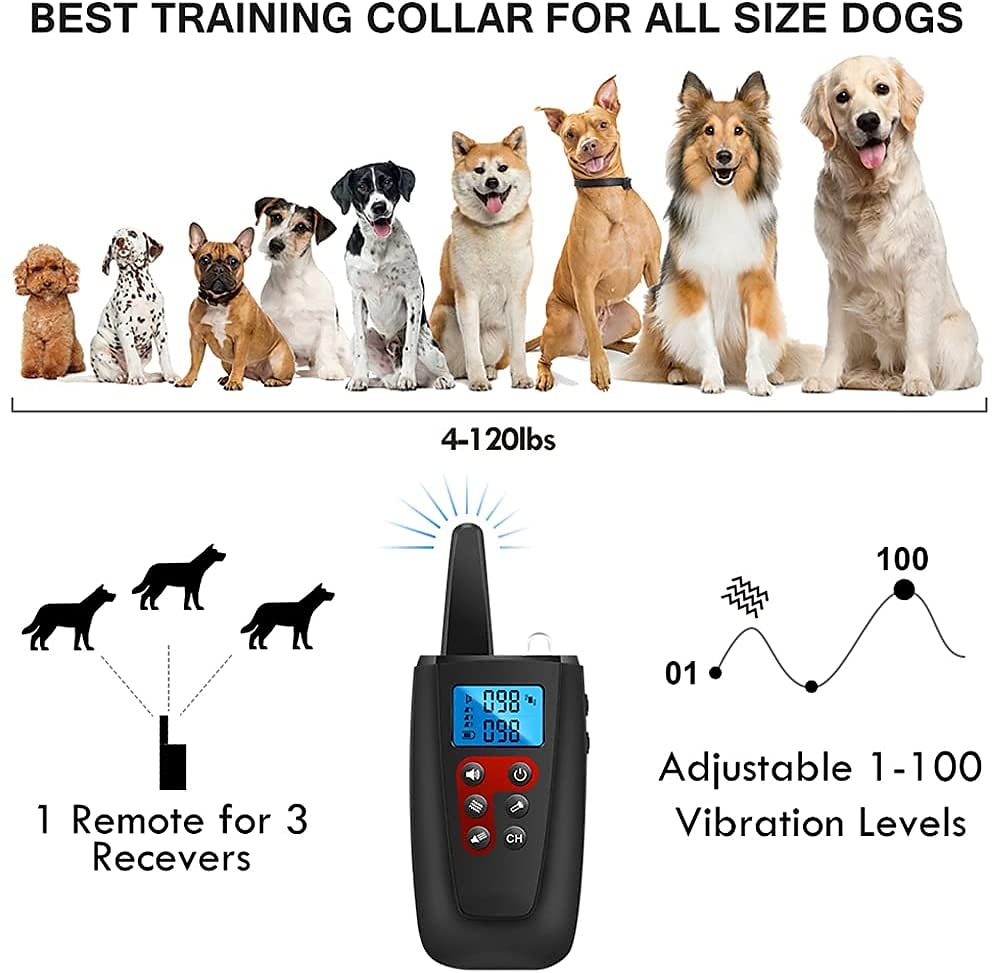 No Shock Dog Training Collar 3300ft Range Beep Vibrating Pet Trainer IPX7 Waterproof Rechargeable Pet Training Collar No Prongs Sound and Vibration Collar 2025 - $60.99 –P7