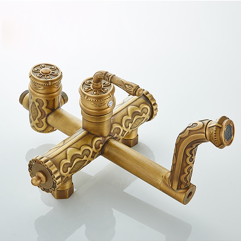 Shower Faucet,Rainfall Shower System Body Jet Massage Set - Handshower Included pullout Rainfall Shower Antique Vintage Style Antique Brass Mount Inside Brass Valve Bath Shower Mixer Taps 2025 - $566.99 –P5