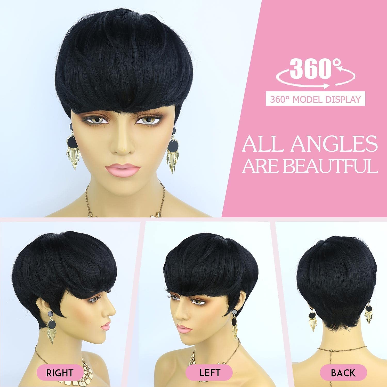 piexie cut pruiken voor vrouwen korte pixie cut pruik met pony gradiënt bruin natuurlijk steil haar synthetische pruik voor vrouwen gelaagde golvende pruiken leuke alledaagse slijtage pruiken 2025 - $23.99 –P10